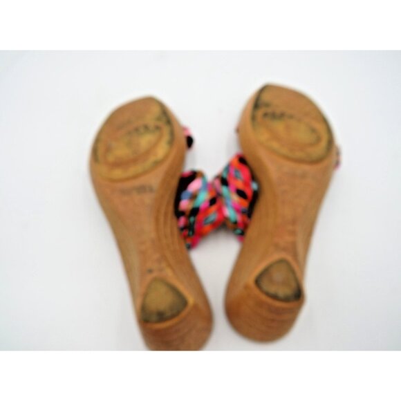 Italian Shoemakers Wedge Sandals Womens Size 7.5 Made in Italy Multicolor Cork - Picture 9 of 11